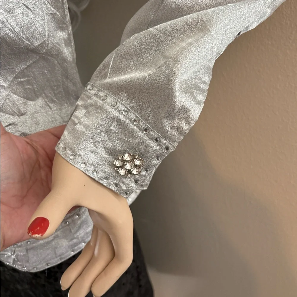 Berek Metallic Silver Rhinestone Jacket - Picture 3 of 6